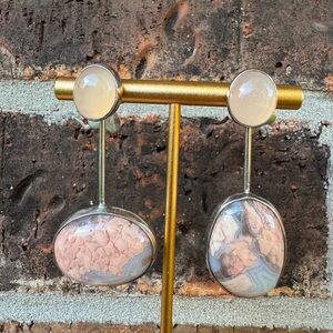 Gabriela Sierra Silver Earrings with Cotton Candy Agate